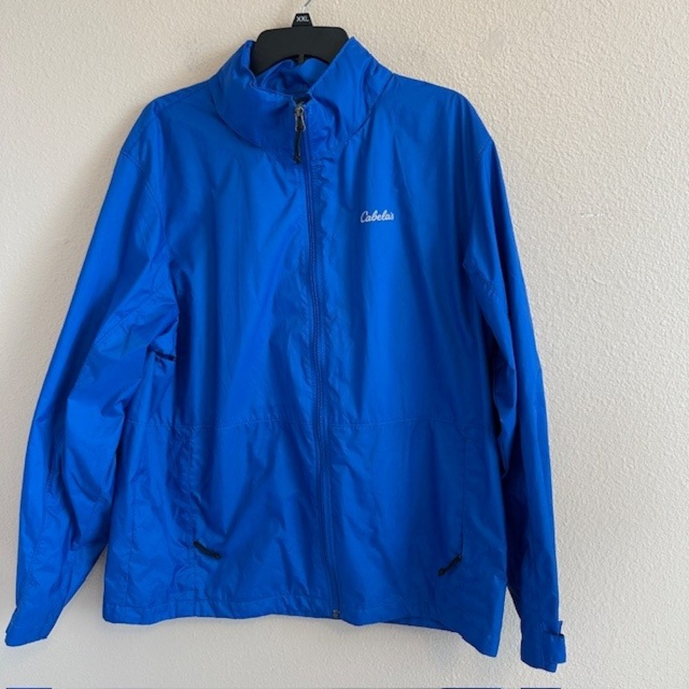 Cabela's Jacket Men's Royal Blue‎ LG Hooded Lightweight 4MOST REPEL Windbreaker